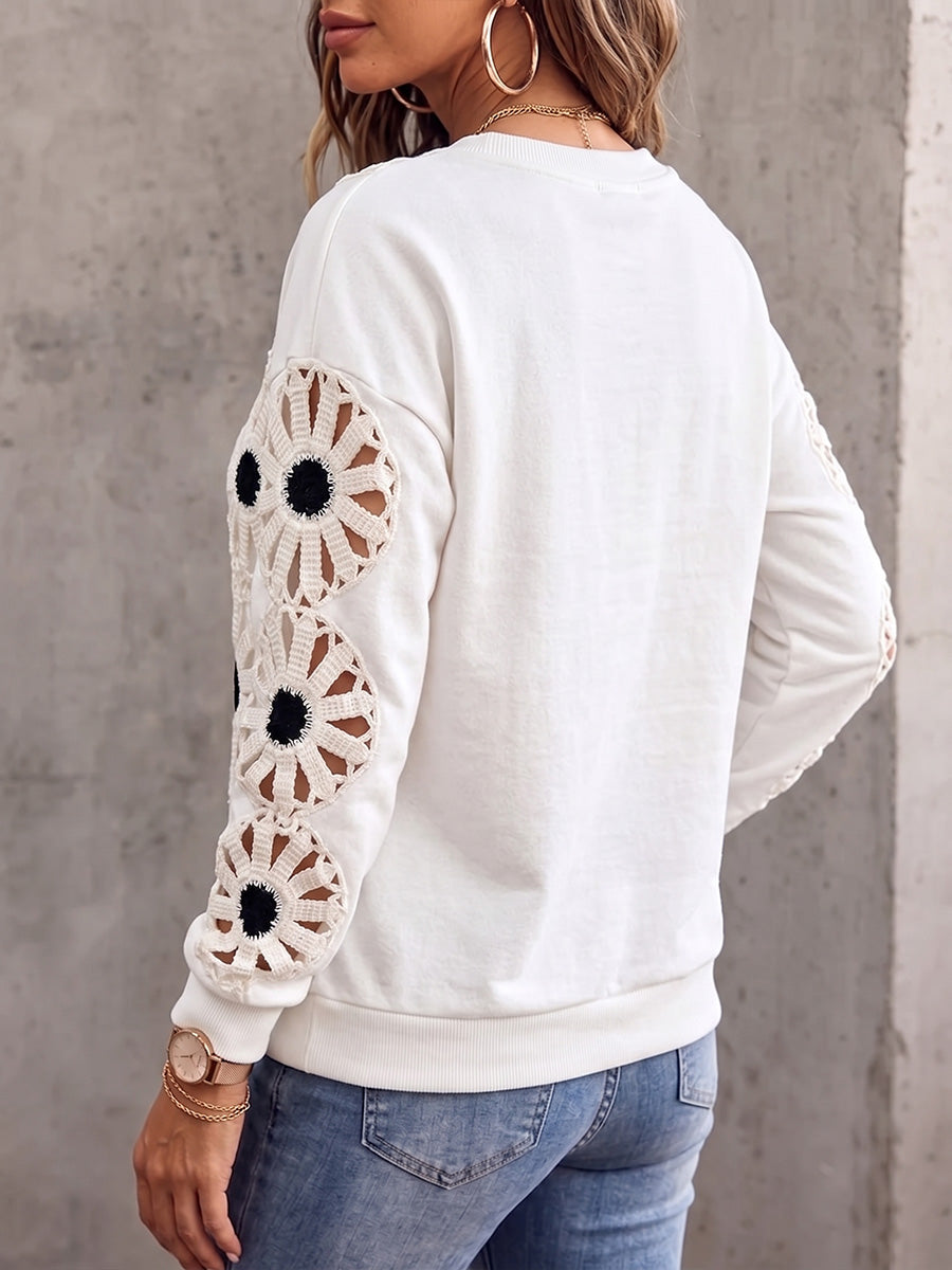 Vintage Elegant Patchwork Cut-Out Sweatshirt