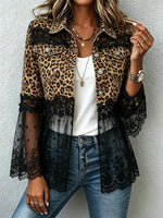 Women's Leopard Lace Denim Jacket