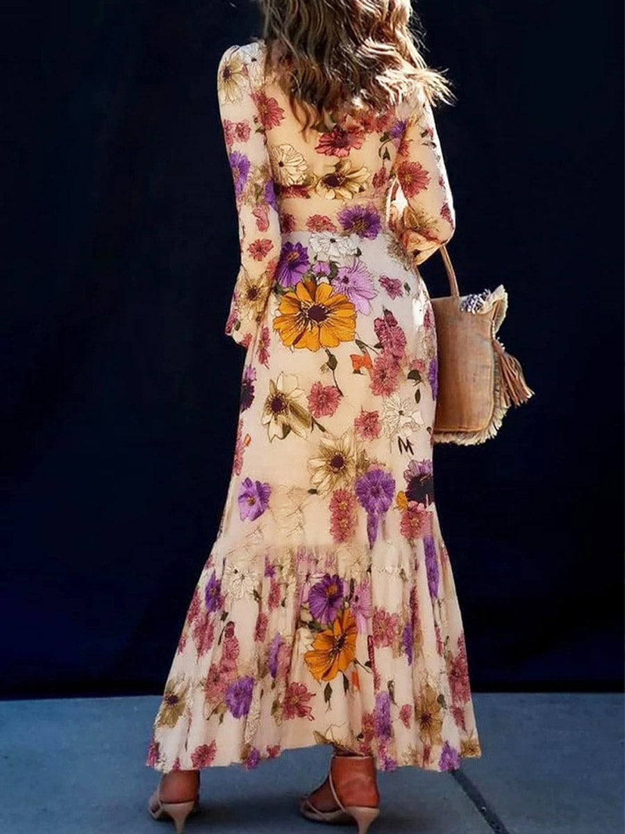 Women's Floral Pattern Art Casual Elegant Loose Long Dress