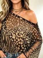 Women's Off-Shoulder Animal Print Blouse