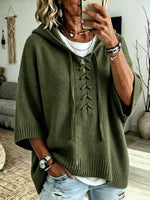 Cozy Knit Lace-Up Hooded Sweater