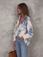 Boho Vintage Floral Print Cotton-linen Shirt