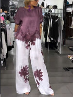 Casual Linen-cotton Floral Print Jacket And Sleeveless Dress Two-piece Set