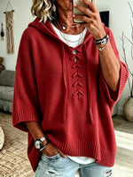 Cozy Knit Lace-Up Hooded Sweater