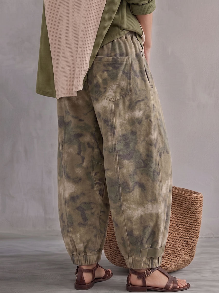 Vintage Art Comfortable Fabrics Contrasting Camouflage Pants