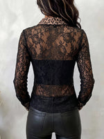 Sexy Leopard Print And Lace Patchwork Shirt