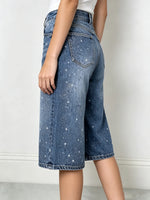Women's Sparkly Denim Wide-Leg Shorts