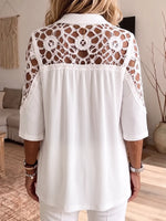 Elegant White Crochet Lace Button-Down Tunic
