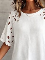 Boho Floral Embroidered Patchwork Knit Top