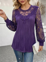 Romantic Vintage-Inspired Lace & Pleated Tunic Blouse
