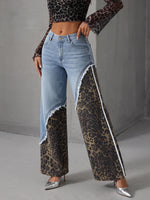 Avant-garde Retro Patchwork Leopard-print Jeans