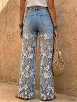 Women's Lace Cutout Patchwork Jeans