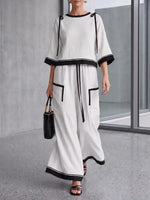 Minimalist Monochromatic Crinkle-Texture Two-Piece Set