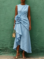Elegant Floral-embellished Dress – Perfect For Parties Weddings And Vacations