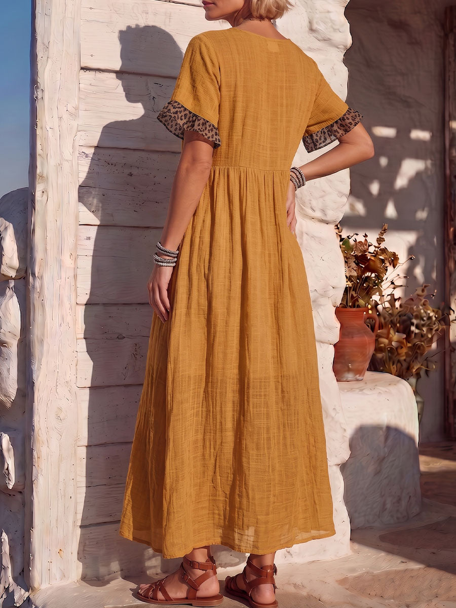Vintage Art Comfortable Summer Fabrics Cotton Linen Dress