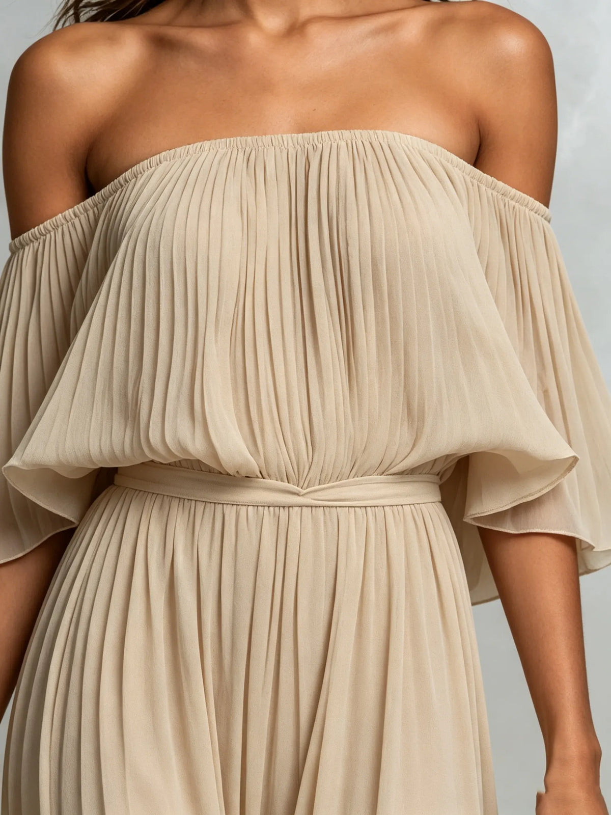 Women's Pleated Off-The-Shoulder Wide-Leg Jumpsuit