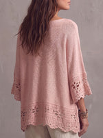 Vintage Elegant Cute Patchwork Cutout Comfortable Sweater Shirt Top