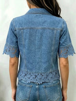 Stylish Patchwork Lace Denim Jacket