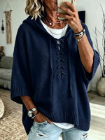 Cozy Knit Lace-Up Hooded Sweater