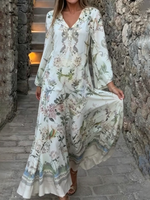 Elegant Floral Print Maxi Dress For Vacation