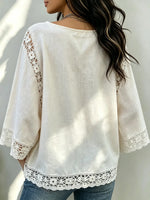 Women's Crochet Lace Panel Loose Blouse