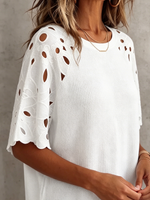 Boho Floral Embroidered Patchwork Knit Top