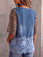 Vintage Elegant Patchwork Floral Embroidered Lace Sheer Chiffon Shirt