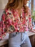Retro Elegant Floral Pattern Loose Art Casual Long Sleeve Shirt