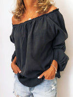 Women's Solid Color Loose Off-shoulder Art Casual Stylish Cotton Linen Shirt